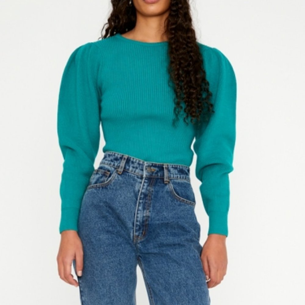 NWT Wild Pony Green Round Neck Ribbed Sweater With Full Sleeve